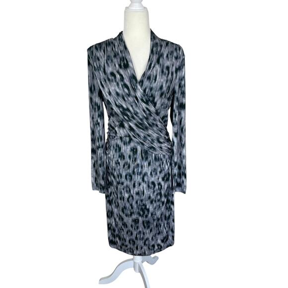 David Meister Dresses & Skirts - David Meister Animal Print Ruched Midi Sheath Dress Sz 14 Timeless Classic Chic